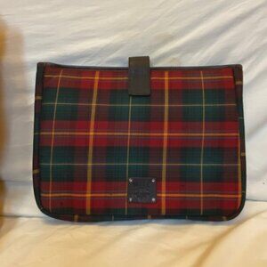 Will Leather Goods Padded Laptop Sleeve Red Green Brown Plaid Wool,